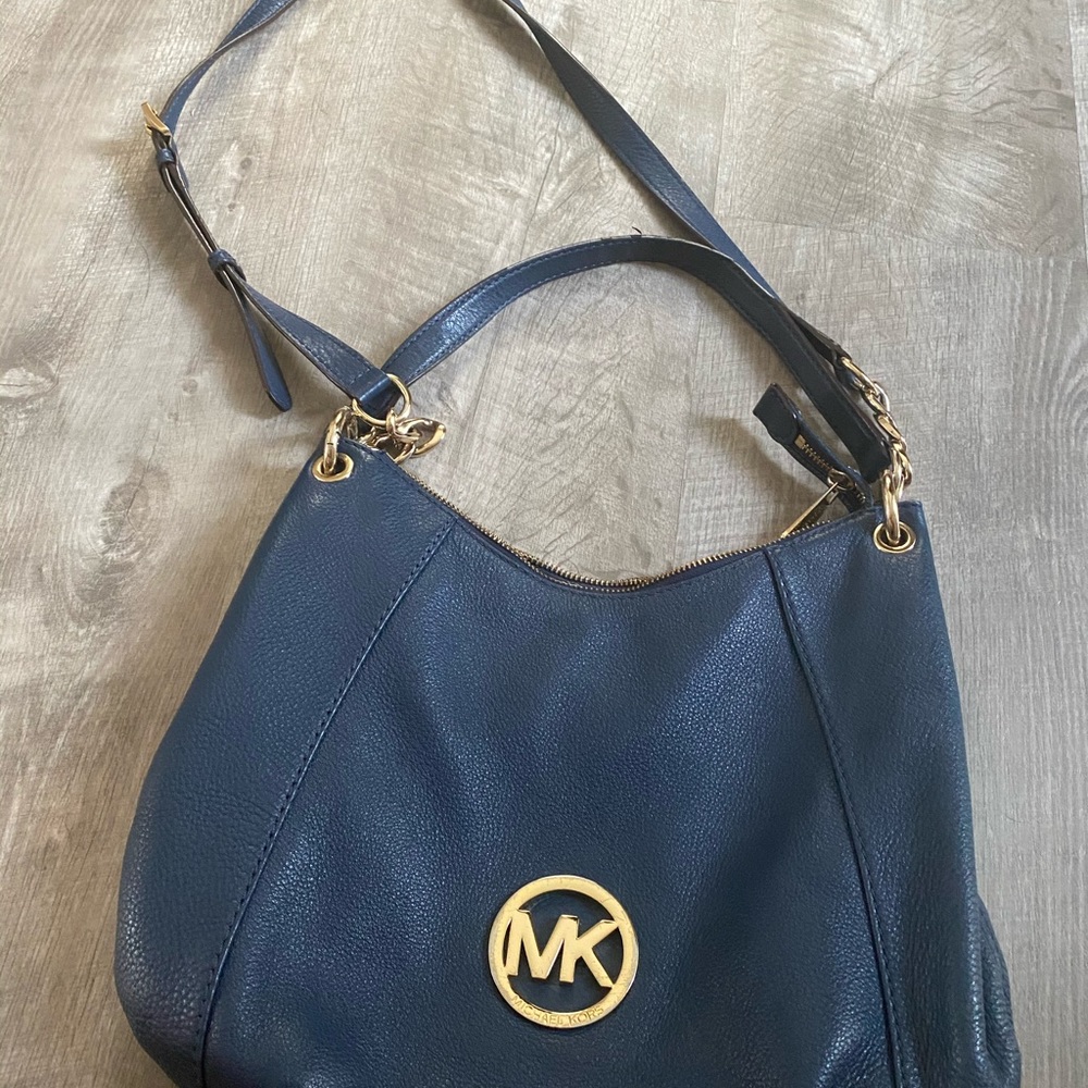 Michael Kors Leather Navy Hobo Purse